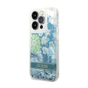 Guess Liquid Glitter Flower - Case for iPhone 14 Pro (Green)