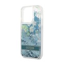 Guess Liquid Glitter Flower - Case for iPhone 14 Pro (Green)