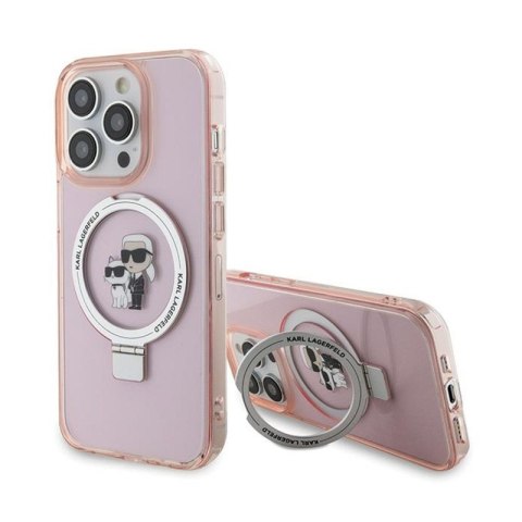 Karl Lagerfeld Ring Stand Karl & Choupette MagSafe - iPhone 15 Pro Case (pink)