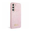 Guess Glitter Flakes Metal Logo Case - Case for Samsung Galaxy S24 (Pink)