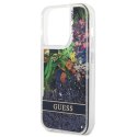 Guess Liquid Glitter Flower - Case for iPhone 14 Pro Max (Blue)