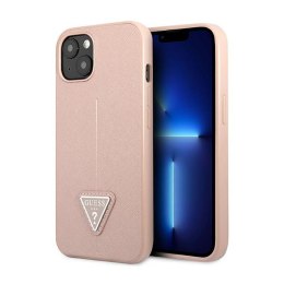Guess Saffiano Triangle Logo Case - Case for iPhone 14 Plus (Pink)