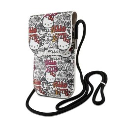 Hello Kitty Leather Tags Graffiti Cord - Phone crossbody bag (beige)