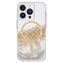 Case-Mate Karat MagSafe - Case decorated in gold for iPhone 14 Pro (Marble)