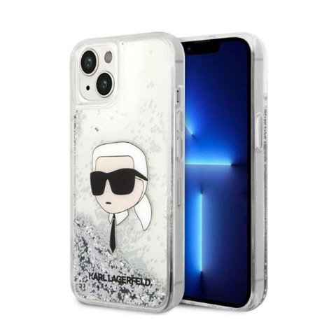 Karl Lagerfeld Liquid Glitter NFT Karl's Head - Case for iPhone 14 Plus (Silver)