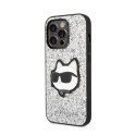 Karl Lagerfeld NFT Glitter Choupette Patch- Case for iPhone 14 Pro (Silver)