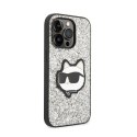 Karl Lagerfeld NFT Glitter Choupette Patch- Case for iPhone 14 Pro (Silver)