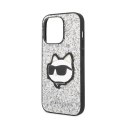 Karl Lagerfeld NFT Glitter Choupette Patch- Case for iPhone 14 Pro (Silver)