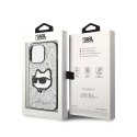 Karl Lagerfeld NFT Glitter Choupette Patch- Case for iPhone 14 Pro (Silver)