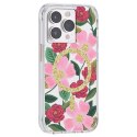 Rifle Paper Clear MagSafe - Case decorated in gold for iPhone 14 Pro (Rose Garden)