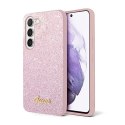 Guess Glitter Flakes Metal Logo Case - Case for Samsung Galaxy S23 (Pink)