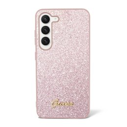 Guess Glitter Flakes Metal Logo Case - Case for Samsung Galaxy S23 (Pink)