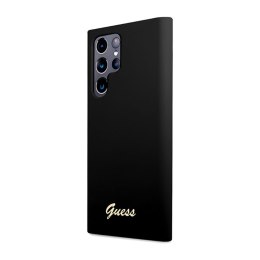 Guess Silicone Script Metal Logo - Case for Samsung Galaxy S23 Ultra (Black)