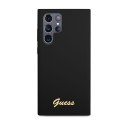 Guess Silicone Script Metal Logo - Case for Samsung Galaxy S23 Ultra (Black)