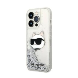 Karl Lagerfeld Liquid Glitter NFT Choupette Head - Case for iPhone 14 Pro (Silver)