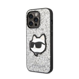 Karl Lagerfeld NFT Glitter Choupette Patch- Case for iPhone 14 Pro Max (Silver)