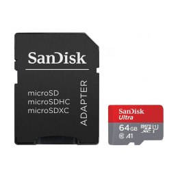 SanDisk Ultra microSDXC - Memory card 64 GB A1 Class 10 UHS-I 140 MB/s with adapter