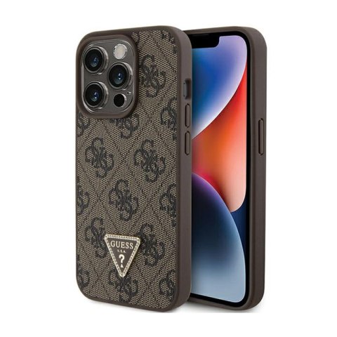 Guess Leather 4G Triangle Strass - iPhone 15 Pro Case (brown)