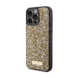 Guess Rhinestone Metal Logo - Case for iPhone 15 Pro (Yellow)