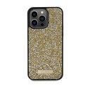 Guess Rhinestone Metal Logo - Case for iPhone 15 Pro (Yellow)