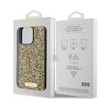 Guess Rhinestone Metal Logo - Case for iPhone 15 Pro (Yellow)