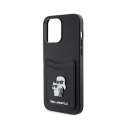 Karl Lagerfeld Saffiano Cardslot Karl & Choupette Metal Logo - iPhone 15 Pro Max Case (Black)