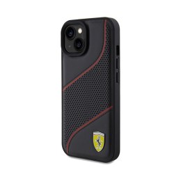 Ferrari Perforated Waves Metal Logo - iPhone 15 Case (Black)