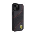 Ferrari Perforated Waves Metal Logo - iPhone 15 Case (Black)