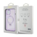 Guess Ring Stand Script Glitter MagSafe - iPhone 15 Case (Purple)