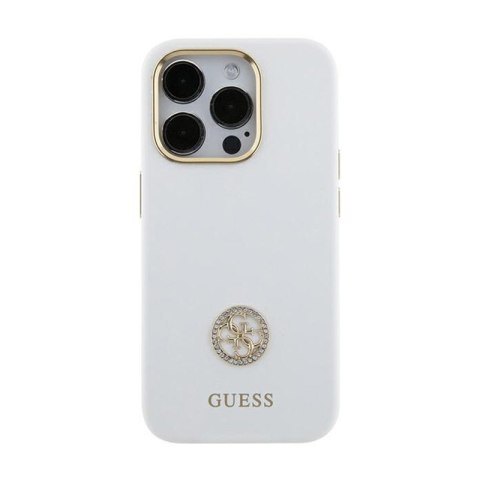 Guess Silicone Logo Strass 4G - iPhone 15 Case (white)