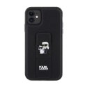 Karl Lagerfeld Gripstand Saffiano Karl & Choupette Pins - iPhone 11 Case (black)