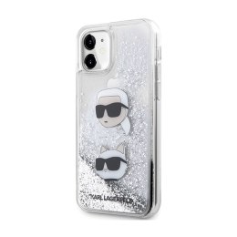 Karl Lagerfeld Liquid Glitter Karl & Choupette Heads - iPhone 11 Case (Silver)