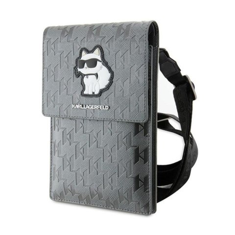 Karl Lagerfeld Saffiano Monogram Choupette - Phone crossbody bag (silver)