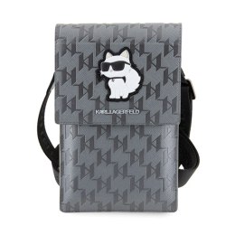 Karl Lagerfeld Saffiano Monogram Choupette - Phone crossbody bag (silver)