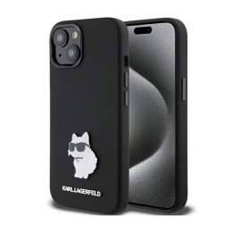 Karl Lagerfeld Silicone Choupette Metal Pin - iPhone 15 Plus Case (Black)