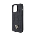 Guess Croco Triangle Metal Logo - Case for iPhone 15 Pro Max (Black)