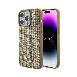 Guess Disco Metal Script - Case for iPhone 15 Pro Max (Gold)