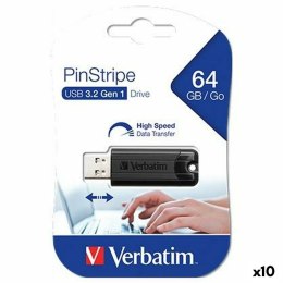 Pendrive Verbatim Pinstripe Black 64 GB (10 Units)