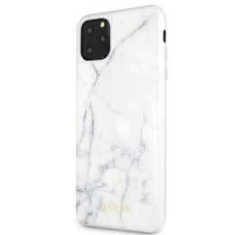 Guess Marble Tempered Glass Hardcase - Case for iPhone 11 Pro Max (White)