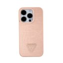 Guess Croco Triangle Metal Logo - Case for iPhone 15 Pro (Pink)