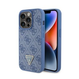 Guess Leather 4G Triangle Strass - iPhone 15 Pro Case (blue)