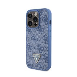 Guess Leather 4G Triangle Strass - iPhone 15 Pro Case (blue)
