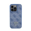 Guess Leather 4G Triangle Strass - iPhone 15 Pro Case (blue)