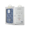 Guess Leather 4G Triangle Strass - iPhone 15 Pro Case (blue)