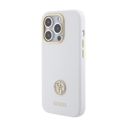 Guess Silicone Logo Strass 4G - iPhone 15 Pro Max Case (white)