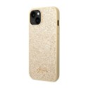 Guess Glitter Flakes Metal Logo Case - Case for iPhone 14 (Gold)