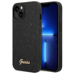 Guess Glitter Flakes Metal Logo Case - Case for iPhone 14 Plus (Black)