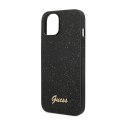 Guess Glitter Flakes Metal Logo Case - Case for iPhone 14 Plus (Black)