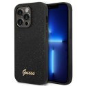 Guess Glitter Flakes Metal Logo Case - Case for iPhone 14 Pro (Black)