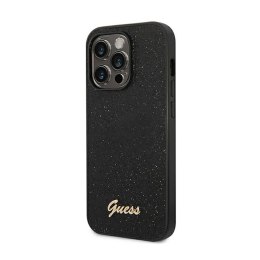 Guess Glitter Flakes Metal Logo Case - Case for iPhone 14 Pro (Black)